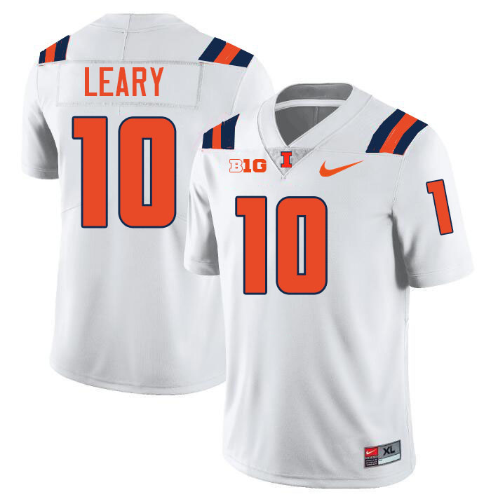 #10 Donovan Leary Illinois Fighting Illini Football Jersey,Uniforms-White